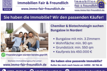 Norden - Chemiker und Biotechnologin suchen Bungalow in Norden oder näherer Umgebung!