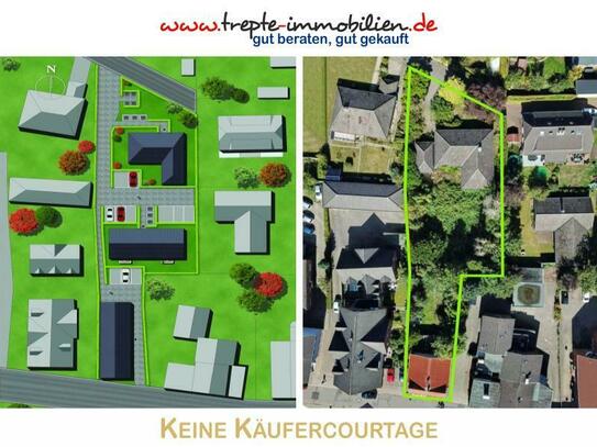 Bad Bramstedt - Geschosswohnungsbaugrundstück + freier Walmdachbungalow + vermietetes Haus im Herzen der Kur-und Roland…