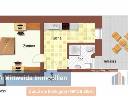 Hainichen - Hochwertig sanierte 1-Raum-Wohnung im Hochparterre mit Terrasse