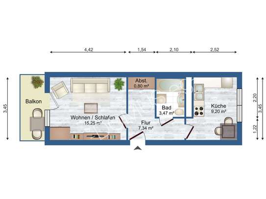 Schmölln - 1-Zimmer-Wohnung in Schmölln mit Balkon, Ideal z.B. für Pendler oder Handwerker.