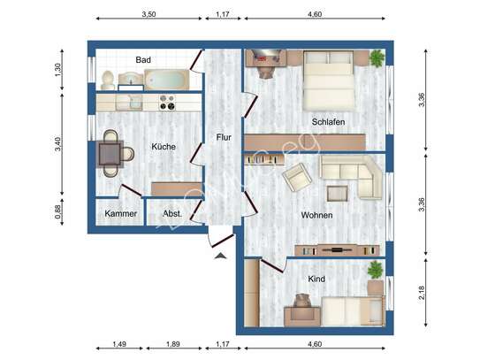 Galenbeck - Renovierte 3 Zimmer Wohnung mit Einbauküche!