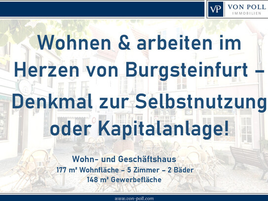 Steinfurt - Wohnen & arbeiten im Herzen von Burgsteinfurt - Denkmal zur Selbstnutzung oder Kapitalanlage!