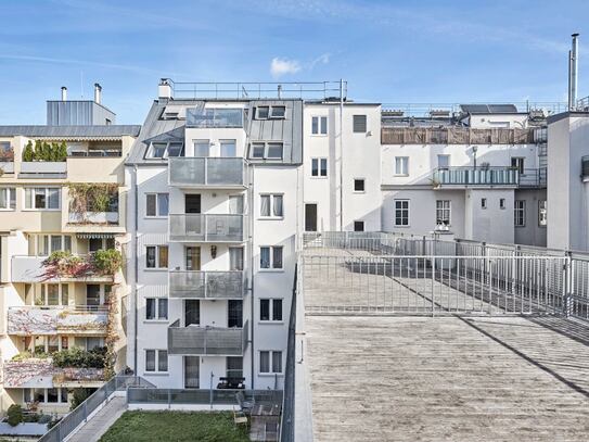 Große Terrasse im Innenhof, schön aufgeteilte 2-Zimmer Neubauwohnung