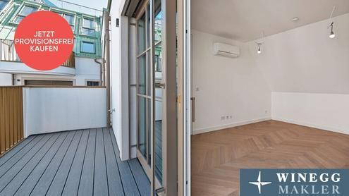 PROVISIONSFREI! LUXUS beim NASCHMARKT! Zwei-Zimmer-Erstbezug mit Balkon im 2. Dachgeschoß