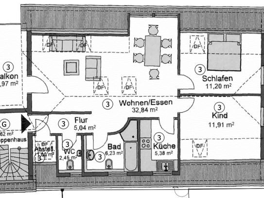 Stilvoll und gut geschnitten: Dachgeschosswohnung mit Dachterrasse und Galerie