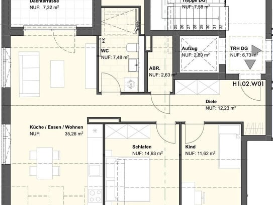 Schicke-Neubau-Dachwohnung in Bischofsheim Ortsmitte