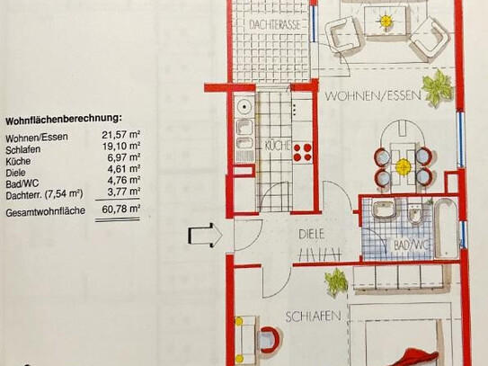 Möblierte 2 ZKB DG Wohnung Schwetzingen Schälzig