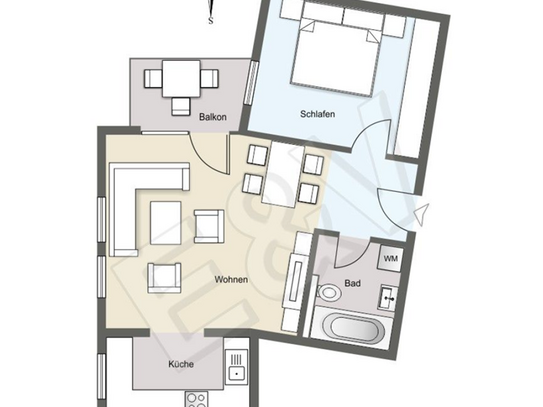 2-Zimmerwohnung im 1.OG mit Balkon in Heilbronn zu vermieten