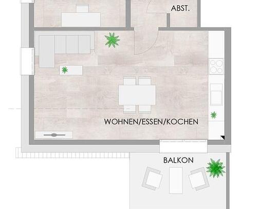 Schön im Dachgeschoss inklusive Einbauküche