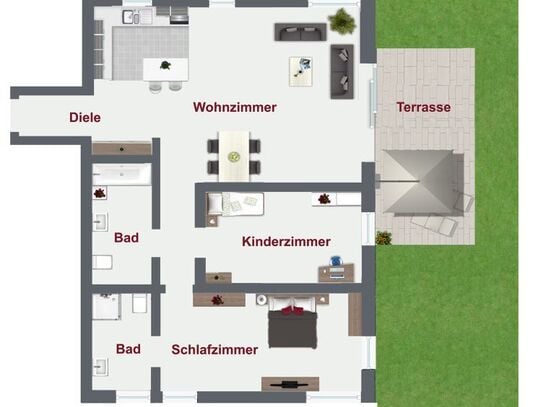 Bonn-Bad Godesberg: Seniorengerechte 3 Zimmer-Wohnung mit großem Garten und Terrasse