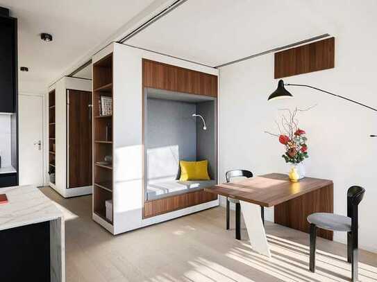 Möbliertes Van B Apartment mit Plug-In Raummodulen, Balkon und Bay Window