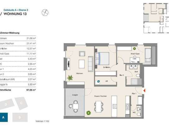 Helle 3,5-Zimmer-Wohnung mit Loggia in zentraler Lage in Herrenberg