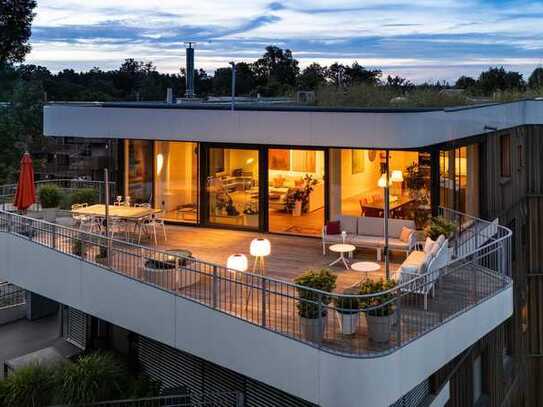 Einzigartiges Ambiente - Das höchste Penthaus im Spinnereipark mit Alpenblick und zwei Dachterrassen