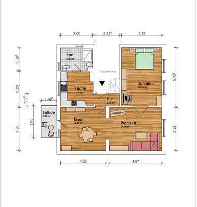 Erstbezug nach Renovierung - geräumige 3-Raum-Wohnung im 1. Obergeschoss mit Einbauküchen & Balkon!