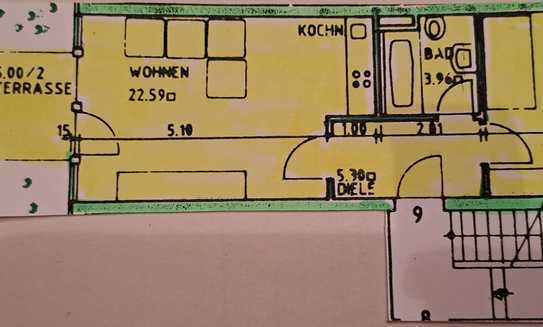 Sonnige 2-Raum-EG-Wohnung mit Balkon und Einbauküche in Eching