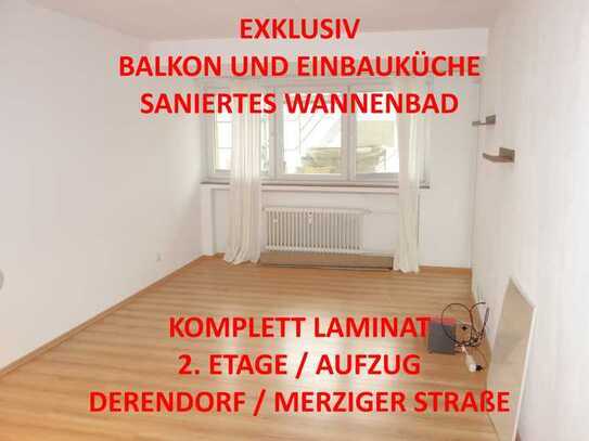 EXKLUSIV EINBAUKÜCHE BALKON SANIERTES WANNENBAD LAMINAT 2. ETAGE/AUFZUG IN DERENDORF/MERZIGERSTR.