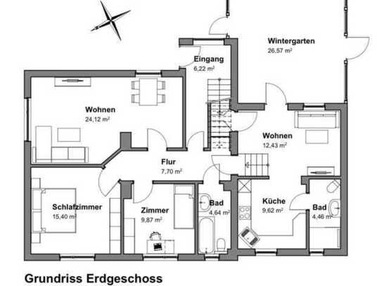 Modernisierte Wohnung mit vier Zimmern sowie Wintergarten und Einbauküche in Marschacht