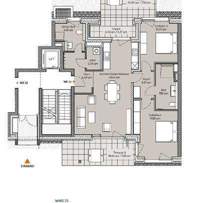 Moderne 3-Zimmer Neubauwohnung mit Gartenanateil