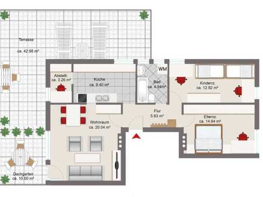 Vollständig renovierte 3-Zimmer-Terrassenwohnung mit EBK in Stadtbergen