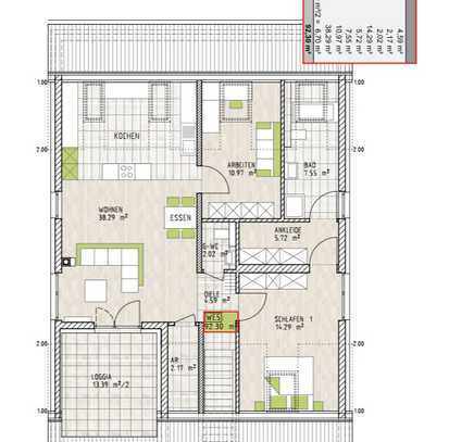 Angebot! Wohnung mit Süd-Loggia im 5 Part.-Haus, Zukunftsorientiert, Energieeinsparend und Stilvoll!