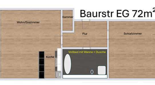 Exklusive 2-Raum-EG-Wohnung mit Einbauküche in Hamburg Othmarschen 72m2 Fussbodenheizung + Stauraum