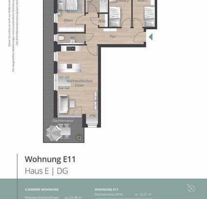 E11 - Modernes, 4 Zimmer Penthouse mit Dachterrasse und offenem Wohn-/Essbereich, Aufzug uvm.