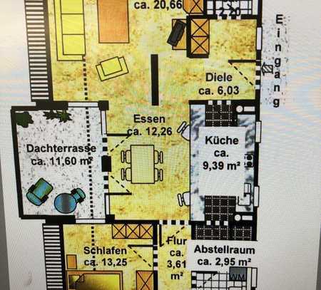 Schoene 2,5-Zimmer-Dachgeschosswohnung mit Terrasse & Einbauküche in Erlangen