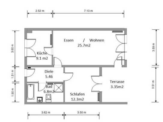 Freundliche Erdgeschosswohnung mit Terrasse und Einbauküche in Rheinfelden (Baden)