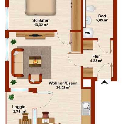 Moderne 2-Raum-Hochparterre-Wohnung mit Balkon in Nürnberg