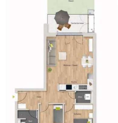 Moderne 3-Zimmer-Wohnung in Bad Schönborn mit EBK, schönem Garten und hochwertiger Ausstattung