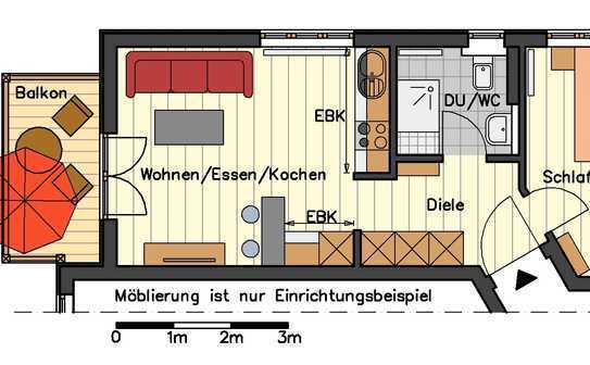 Helle, ruhige 2-Zimmer-Wohnung im 1. OG mit sonnigen Süd-West-Balkon in Siegsdorf zu vermieten