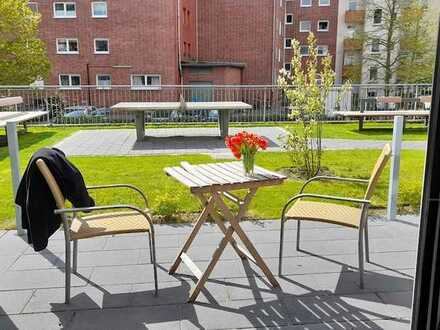 WOHNHEIM FÜR STUDIERENDE (DUAL ODER VOLLZEIT) : Modernes Einzelappartement mit Terrasse, Pantryküche