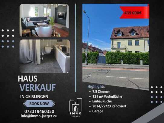 Charmante Doppelhaushälfte in Geislingen – 7,5 Zimmer, 132 m², Garage + Stellplatz