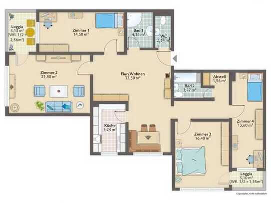 Helle 5 Zi.-DG-Whg. 122m², ideal für Familie od. Wohngemeinschaft in Moosach/Olympiapark U-Bahn-Nähe