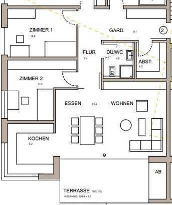 Neubau Wohnung mit viereinhalb Zimmern sowie Balkon und Einbauküche in Holzgerlingen