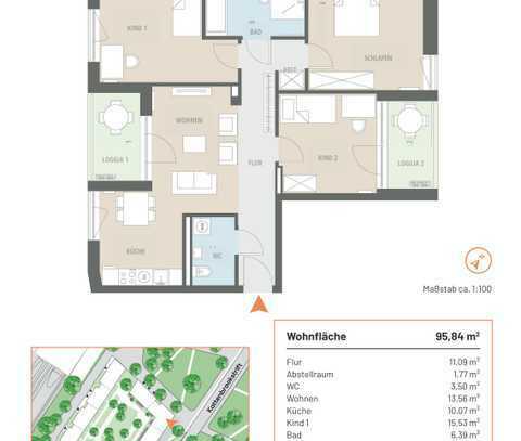 Erstbezug, 4-Zimmer Wohnung im Iris-Runge-Entrée