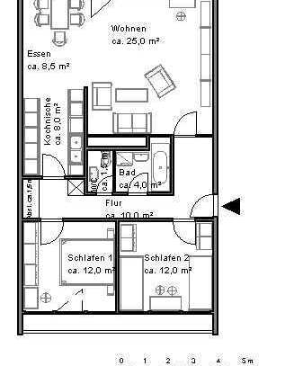 Teil-renovierte 3-Zimmer-Wohnung mit 87,97m² sofort verfügbar