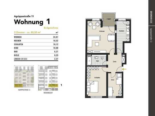 Exklusive Eigentumswohnung mit hochwertigem Wohnkomfort in Toplage! Agrippastraße 11, WE 1