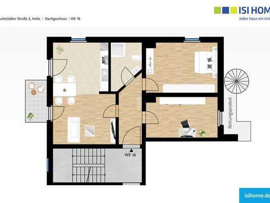 moderne 3-Raumwohnung mit Sonnenbalkon im ruhigen Hinterhaus - WE16