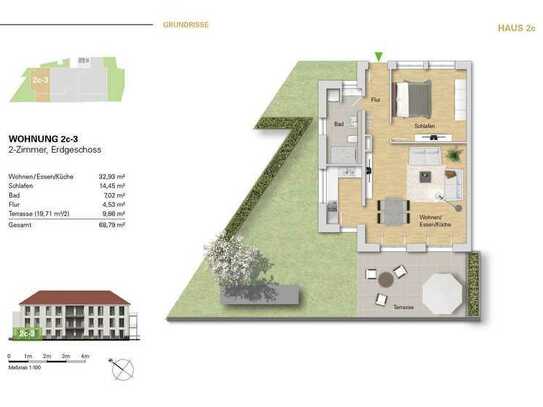 ***Neubau 2 Zi.-Wohnung im EG, WE 2c-3 als Erstbezug mit Terrasse u. Garten***