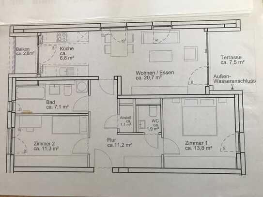 Geschmackvolle 3-Zimmer-Erdgeschosswohnung mit Einbauküche und Garten