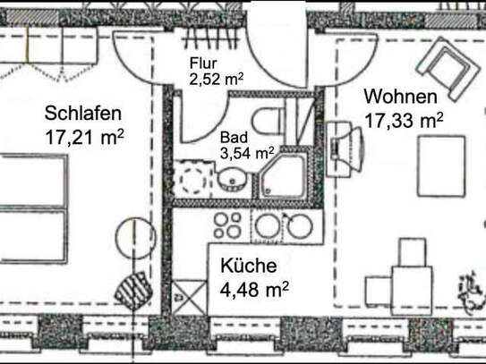 2-Raum-Wohnung mit Einbauküche in Leipzig, Gohlis