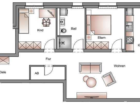 3,5 Zimmer-Wohnung mit Gartenterrasse im Erdgeschoss