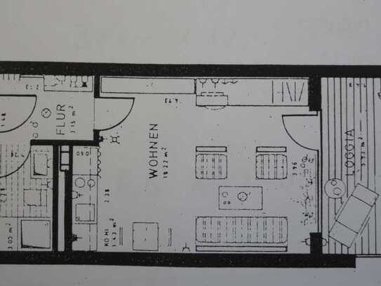 1-Raum-Hochparterre-Wohnung mit Balkon in Messel