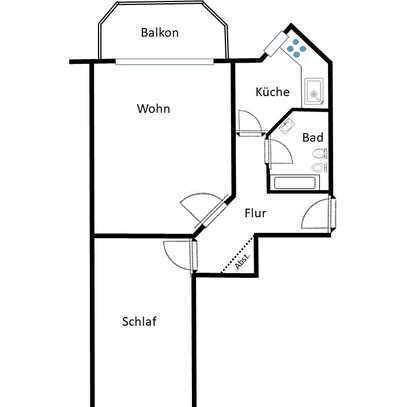 Stilvolle 2-Zimmer-Wohnung mit Balkon in Hamm-Mitte, Hamburg