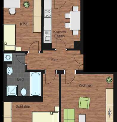**Hochwertig sanierte 3-Raum- Wohnung mit Balkon und EBK*WE 07