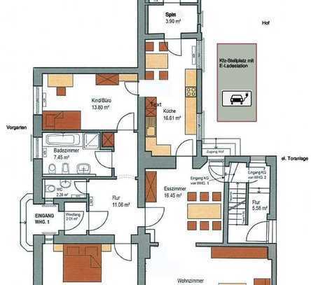 Güls, großzügige 4-Zimmer-Wohnung, Vorgarten, sep. Eingang, Stellpl. mit Wallbox