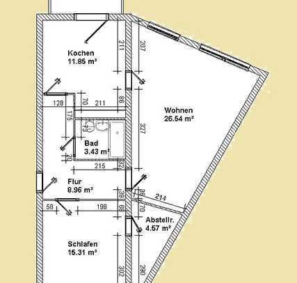 komfortable und helle 2-Raum-Wohnung im Erdgeschoss