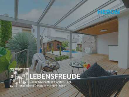 LEBENSFREUDE - Doppelhaushälfte mit Pool, Garten und Garage in ruhiger Wohnlage von Markgröningen