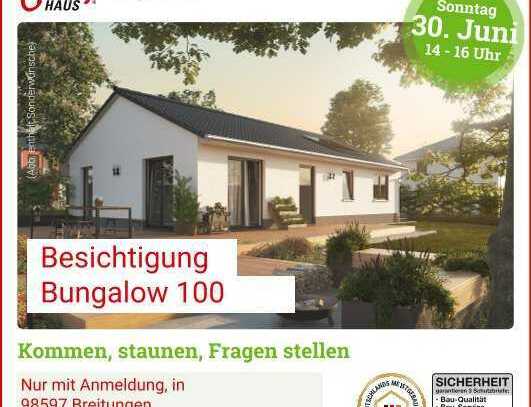 Herzliche Einladung zur Hausbesichtigung im Massivhaus Bungalow 100, nach Anmeldung